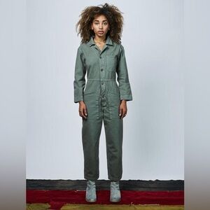 Bliss & Mischief Long Sleeve Flight Suit Olive Drab Size 3 (Large) Jumpsuit